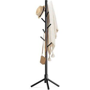 Wooden Coat Rack Stand with 8 Hooks New Zealand Pine 3 Adjustable Coat Standing